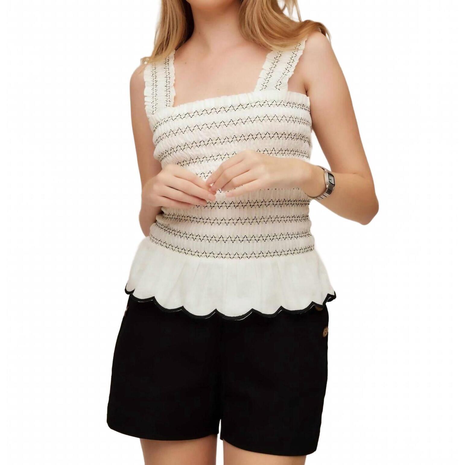 New Fifteen Twenty Elliot Smocked Tank Top In Cream